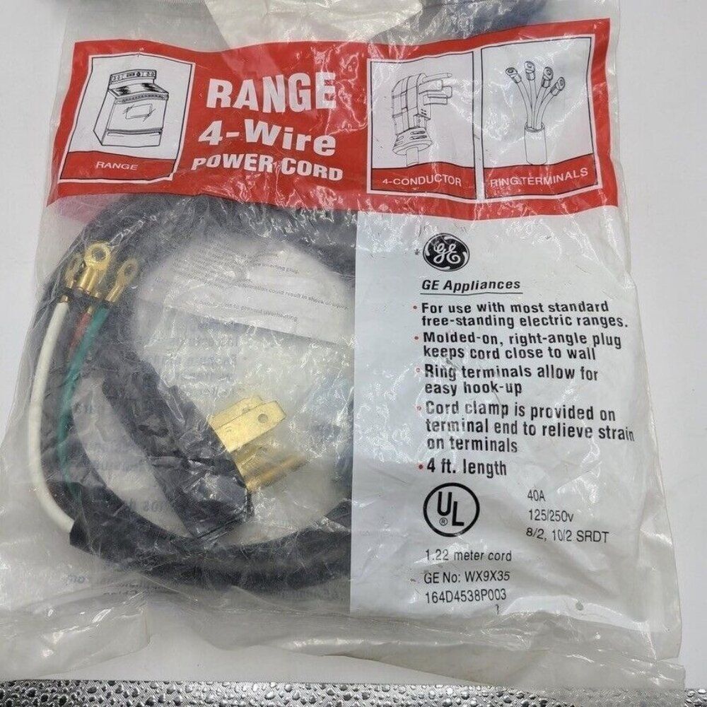 GE Range Oven Cooktop Black Electric Power Cord 4-Wire 4 Feet 4-Prong New